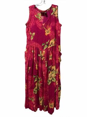 Bila Small Vintage Floral Retro Button Down  Sleeveless Dress Rayon VTG B14